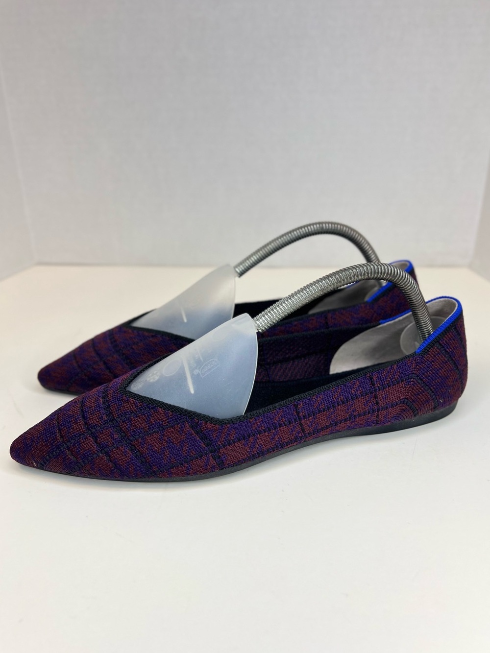 Rothy's “The Point” Womens Knit Ballet Flats Cranberry Plaid Size 9.5M NEW!